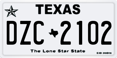 TX license plate DZC2102
