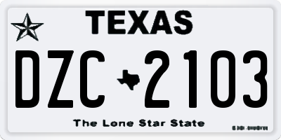 TX license plate DZC2103