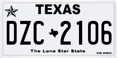 TX license plate DZC2106