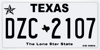 TX license plate DZC2107