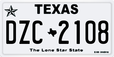 TX license plate DZC2108