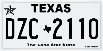 TX license plate DZC2110