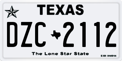 TX license plate DZC2112