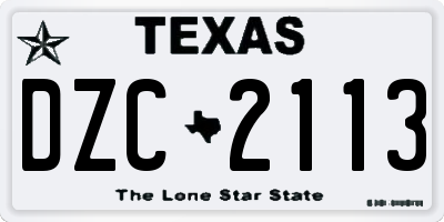 TX license plate DZC2113
