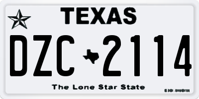 TX license plate DZC2114