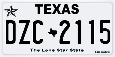 TX license plate DZC2115