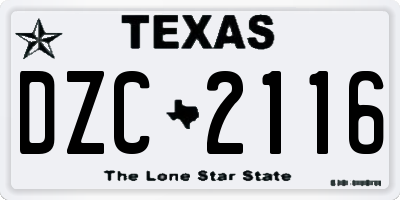 TX license plate DZC2116