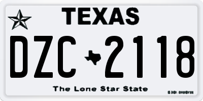 TX license plate DZC2118