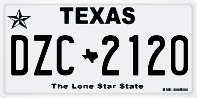 TX license plate DZC2120