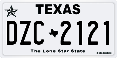 TX license plate DZC2121