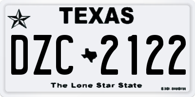 TX license plate DZC2122