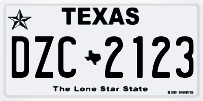 TX license plate DZC2123