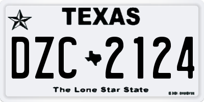 TX license plate DZC2124