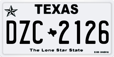 TX license plate DZC2126