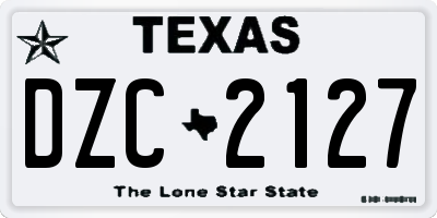 TX license plate DZC2127