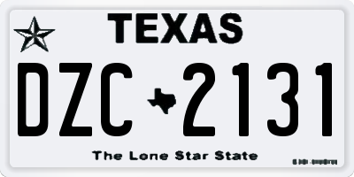 TX license plate DZC2131