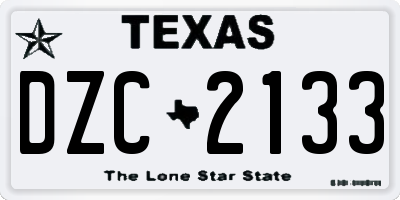 TX license plate DZC2133