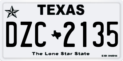 TX license plate DZC2135