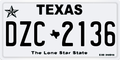 TX license plate DZC2136