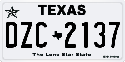 TX license plate DZC2137