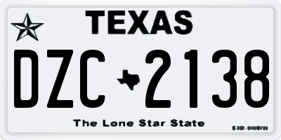TX license plate DZC2138