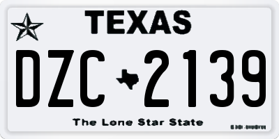 TX license plate DZC2139