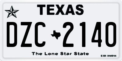 TX license plate DZC2140