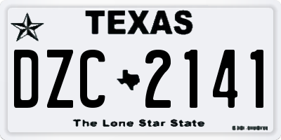 TX license plate DZC2141
