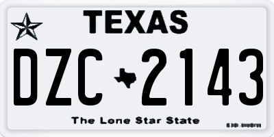 TX license plate DZC2143