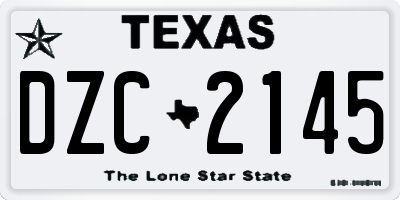 TX license plate DZC2145