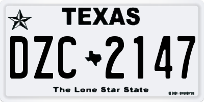 TX license plate DZC2147