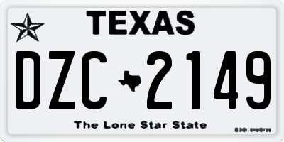 TX license plate DZC2149