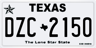 TX license plate DZC2150