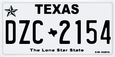 TX license plate DZC2154