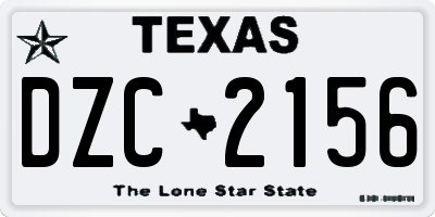 TX license plate DZC2156