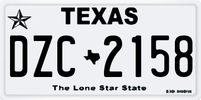 TX license plate DZC2158