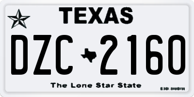 TX license plate DZC2160