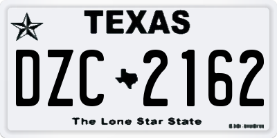 TX license plate DZC2162