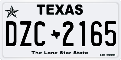 TX license plate DZC2165