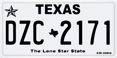 TX license plate DZC2171