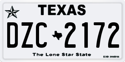 TX license plate DZC2172