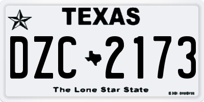 TX license plate DZC2173