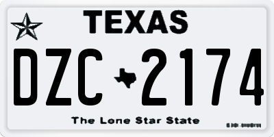 TX license plate DZC2174