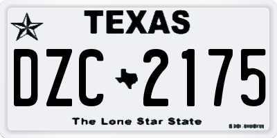 TX license plate DZC2175