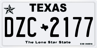 TX license plate DZC2177