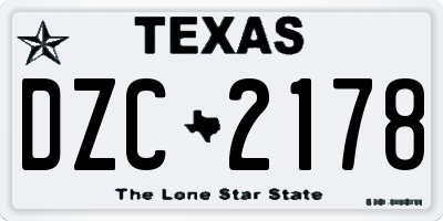 TX license plate DZC2178