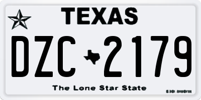 TX license plate DZC2179