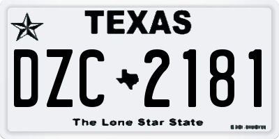TX license plate DZC2181