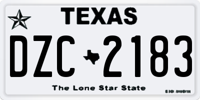 TX license plate DZC2183