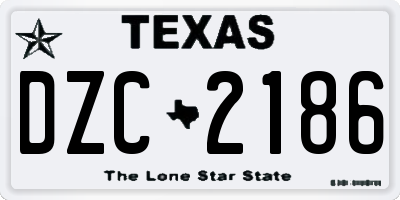 TX license plate DZC2186